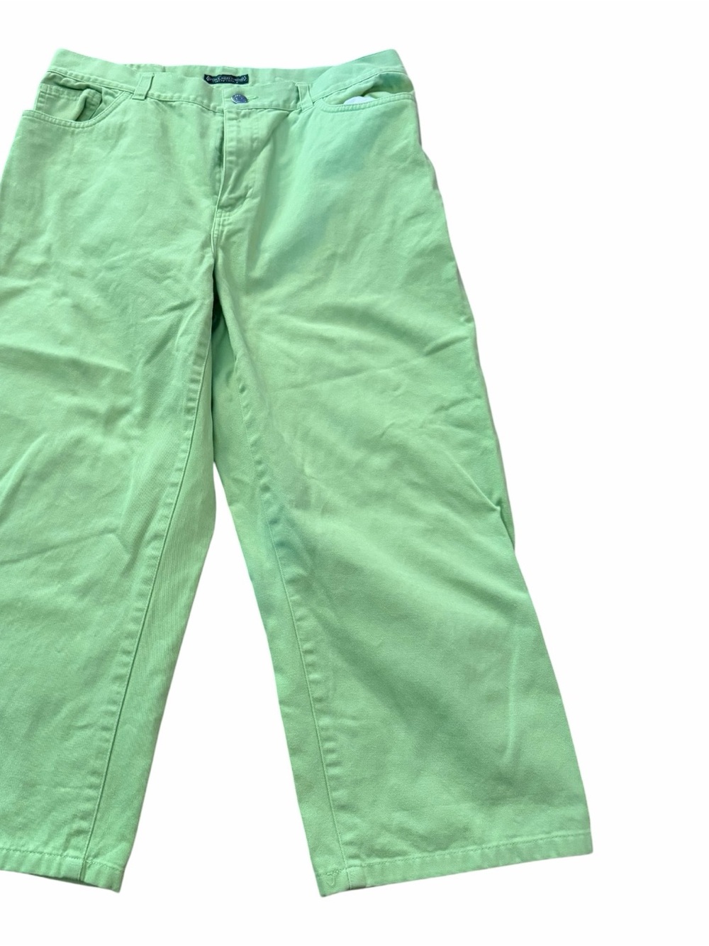 Lauren Jeans Co Ralph Lauren Green Wide Leg Crop Pants Size 10 Cotton F - Picture 3 of 7